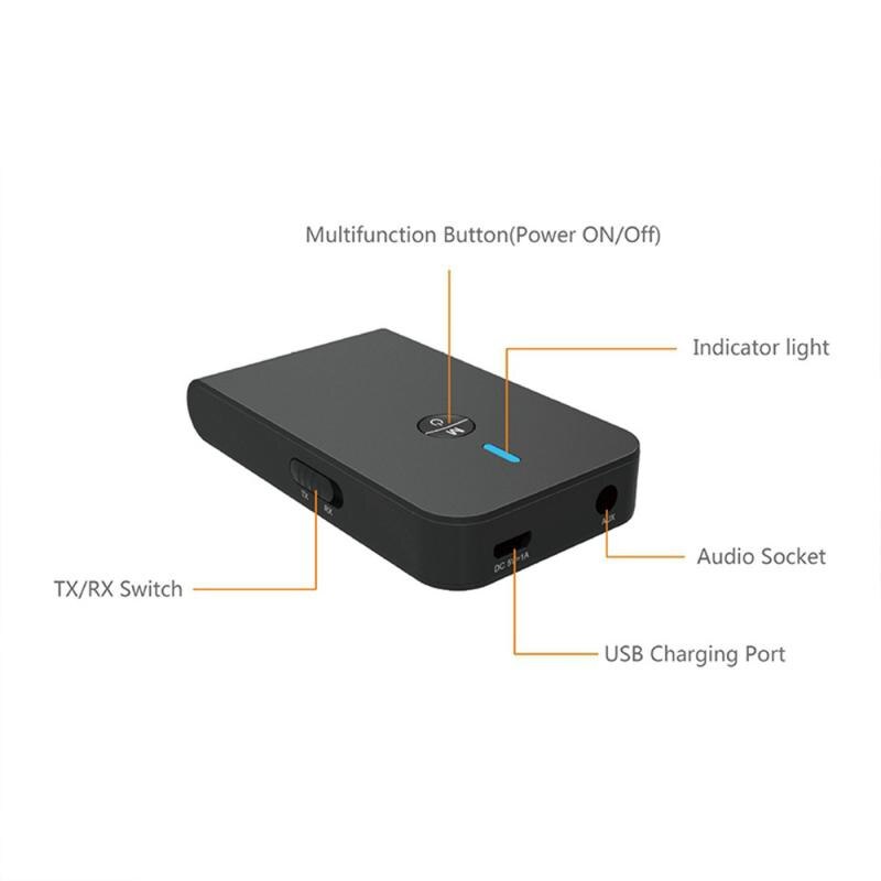 2-in-1 Bluetooth 5.0 Transmitter & Receiver Stereo Music udio dapter TV PC 3.5mm Portable udio Video Wireless dapter