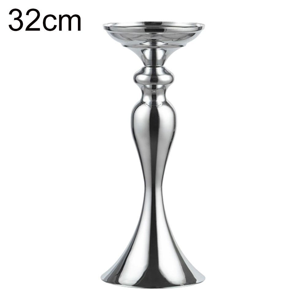 Soporte de Metal para velas, florero de Metal, candelabro de flores, florero de mesa, centro de mesa, estante de flores para eventos, decoración de boda de plomo en carretera: 32cm 1pc Silver