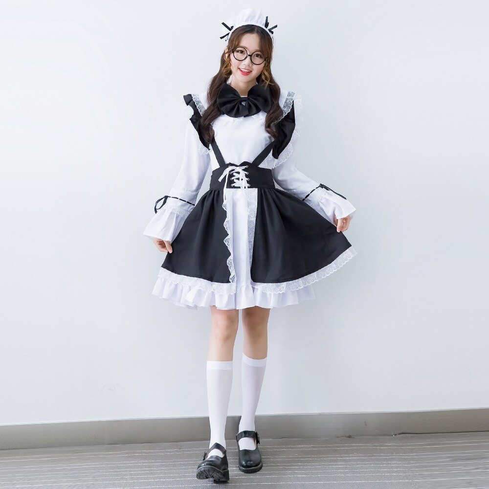 Lolita Cosplay Costumes Couple Black White Anime H... – Grandado