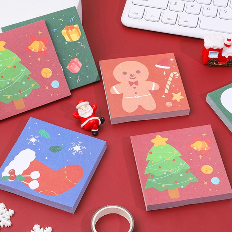 Leuke Cartoon Kerst Student Briefpapier Sticky Berichten Sneeuwpop Kerstboom Gedrukt Notities Stickers Party Accessoires