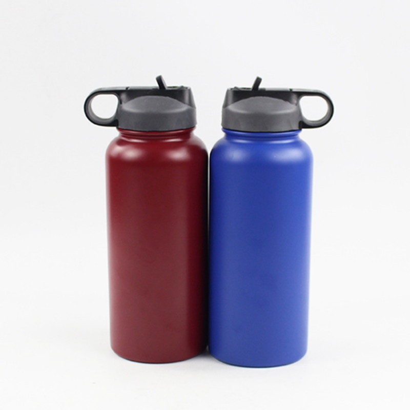 Neue Glaskolben Isolierte Edelstahl Wasser Flasche Breiten Mund Becher Reise Becher Kaffee Kühler mit Stroh Deckel 32/40 unzen vakuum fask
