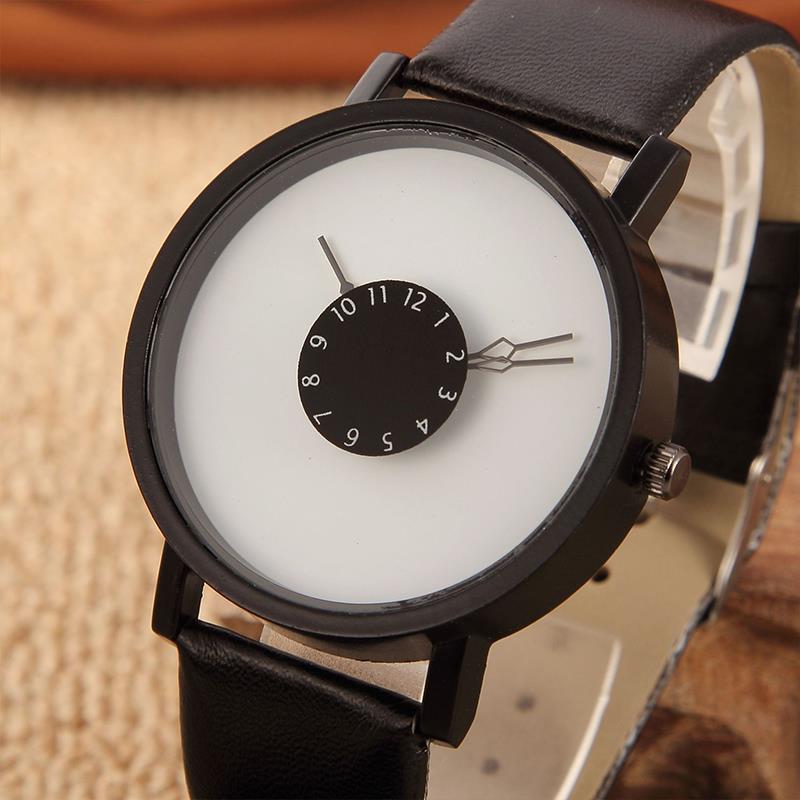 Unisex Minimalist Synthetic Leather Analog Quartz Couple Wrist Watch