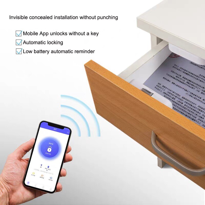 Smart Bluetooth remote control authorized drawer lock without opening lock invisible lock file cabinet lock