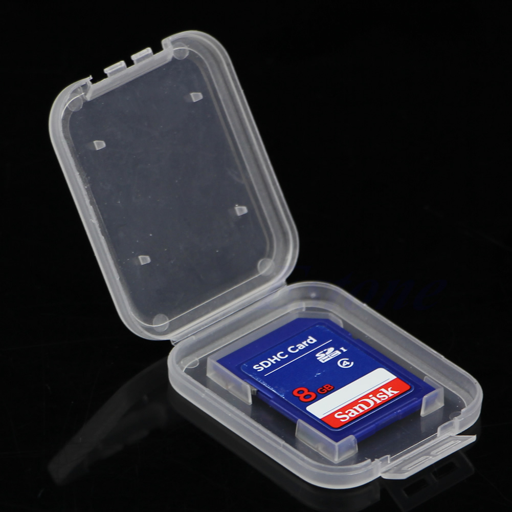 10Pcs SD SDHC Memory Card Holder Transparent Plastic Box Storage Case Protector N1HD