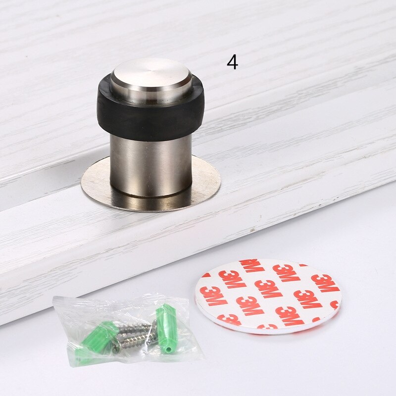 1pc Rubber Anti-collision Door Stopper Stainless Steel Round Resistance Home Door Floor Wall Protector Door Catcher Stops: 4