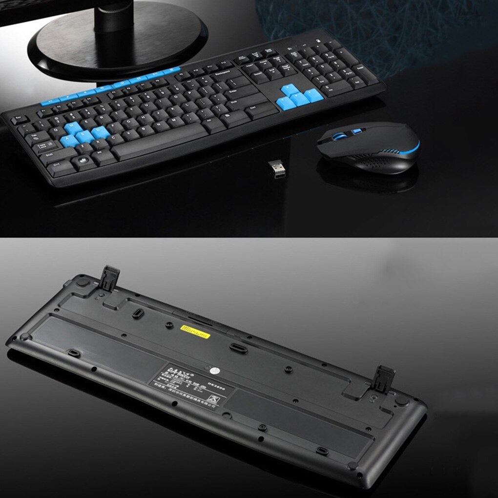 2.4G Wireless Keyboard Mouse Set 1600DPI Full-size Keyboard Mouse Combo USB Receiver Universal Keypad Mice for Laptop Desktop