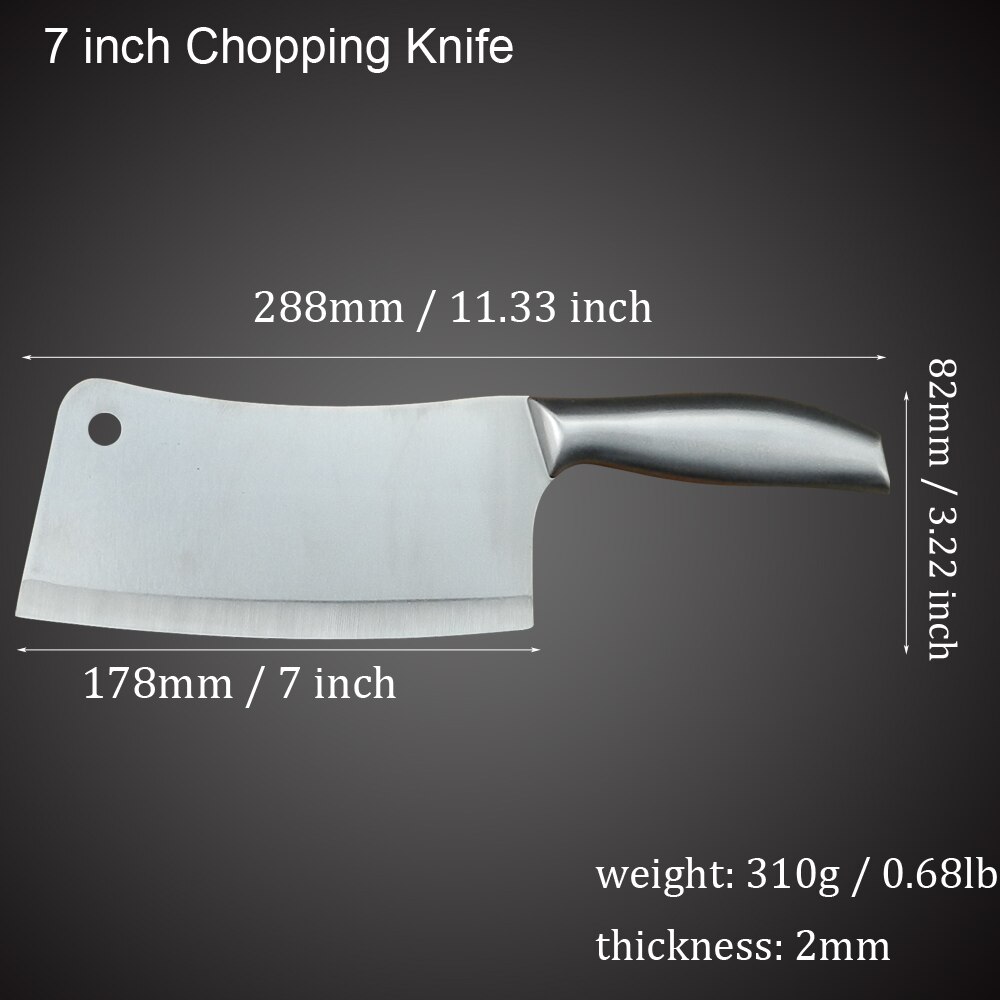 Stainless Steel Kitchen Knife Set 1-4PCS Chopping Cleaver Chef Knives Chicken Bone Scissor Cooking Tool Cutting Slicing Meat: 7 CHOPPING-L