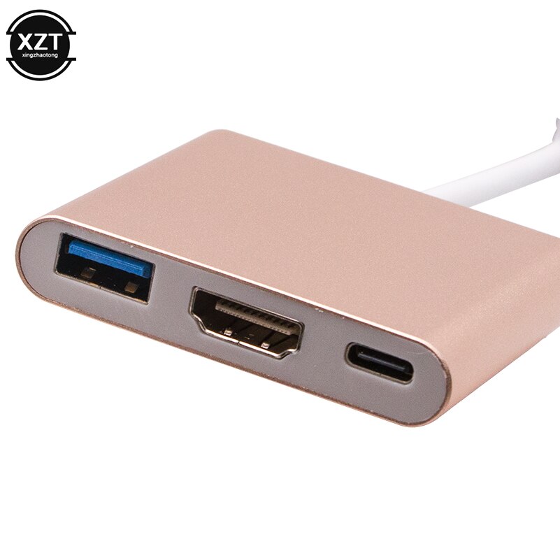 Usb c hub til hdmi-kompatibel adapter til macbook pro/air thunderbolt 3 usb type c hub 4k usb 3.0 port usb-c strøm