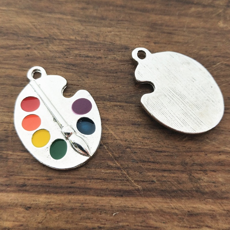 10 stücke Helle Künstler Palette Charms 25x18mm Tibetischen Silber Überzogene Anhänger Antiken Schmuck, Die DIY Handgemachten Handwerk