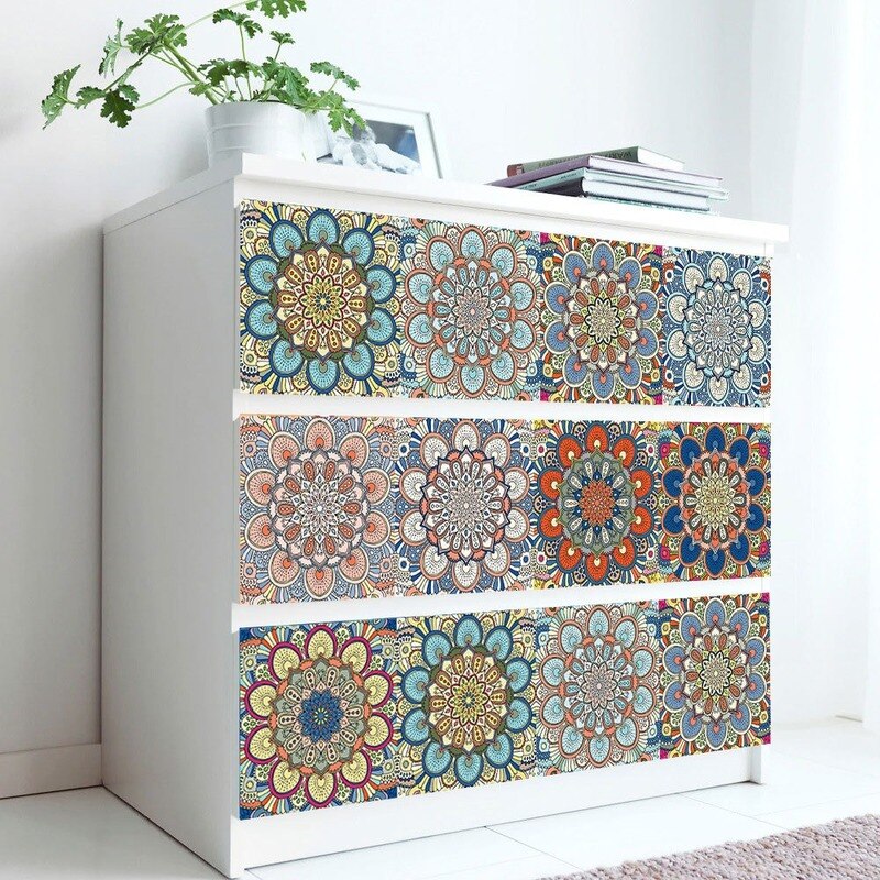 Mandala motif cristal dur pièce carreaux de céramique autocollants maison cuisine salle de bain évier décoration étanche amovible autocollant mural