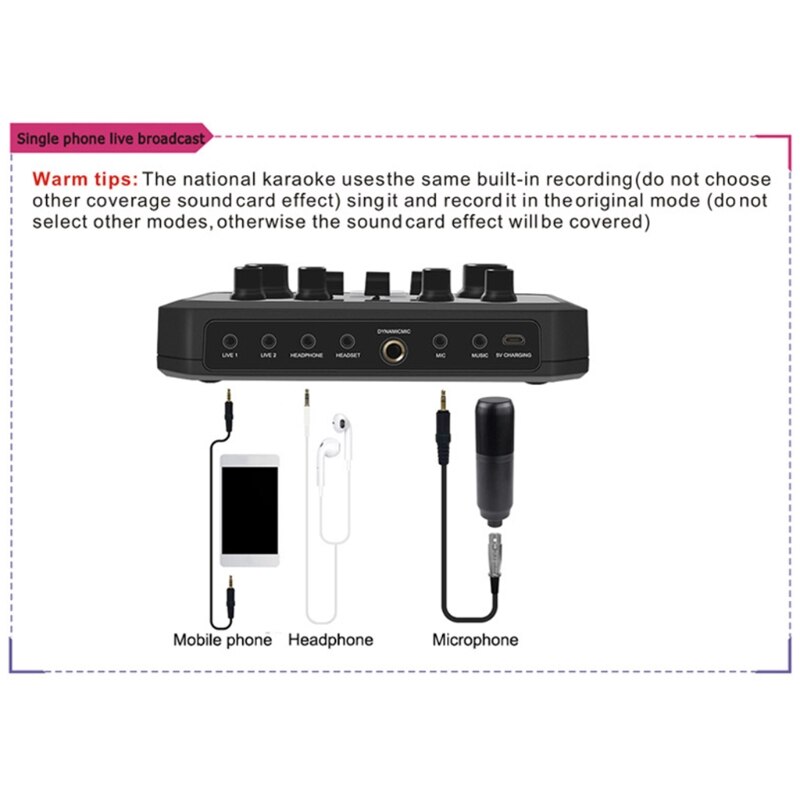 066A Adjust Stereo Sound Card Board Mixer Shaking Live Equipment Support Android Win7 Win8 Win10 System