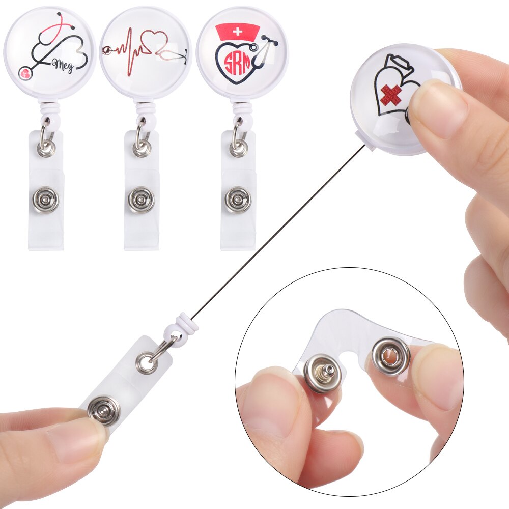 Retractable Badge Reel Nurse Display ID Name Card Badge Holder Anti-Lost Clip Key Ring