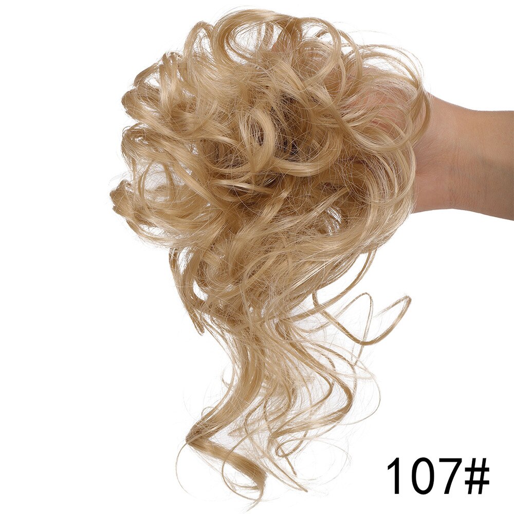 LiHui moño sintético, banda con rizos desordenados, pinza elástica para el pelo, pieza de peluca, pinza para el pelo para mujer, negro y marrón: P12 / 613
