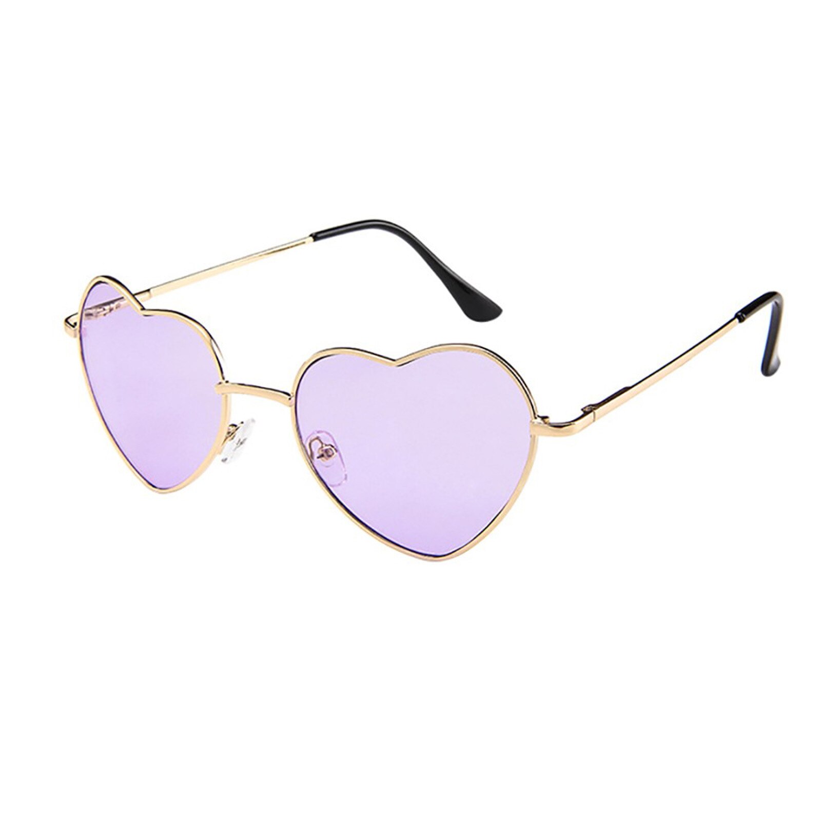 Mens Womens Metal Frame Ladies Heart Shape Sunglasses Love Eyewear Gold Frame Pure Color-Love Heart Shaped Glasses: Purple