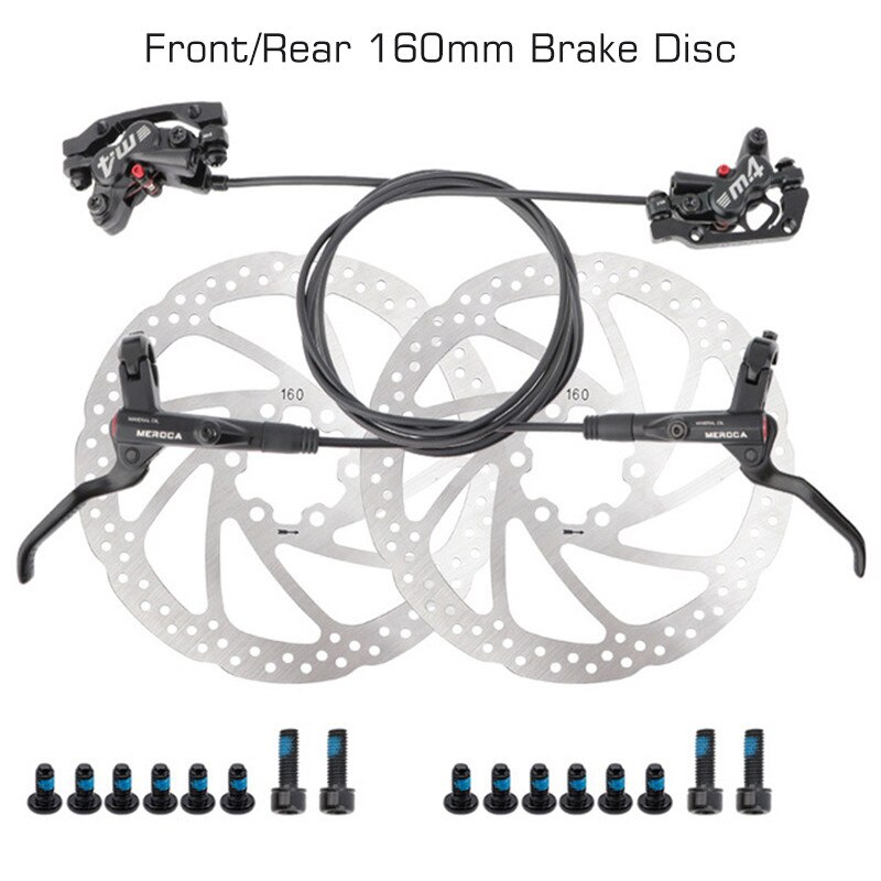 MTB Hydraulic Brakes Set Bicycle Disc Brake Mountain Bike 4 Pushes Piston Line Levers System Caliper Kit Racing Cycling