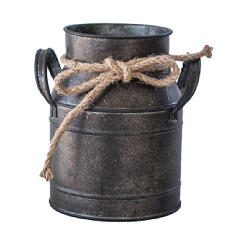 1pc shabby chic metall järn dekorativa vintage rustik vas mjölk burk kande för sovrum kök vardagsrum