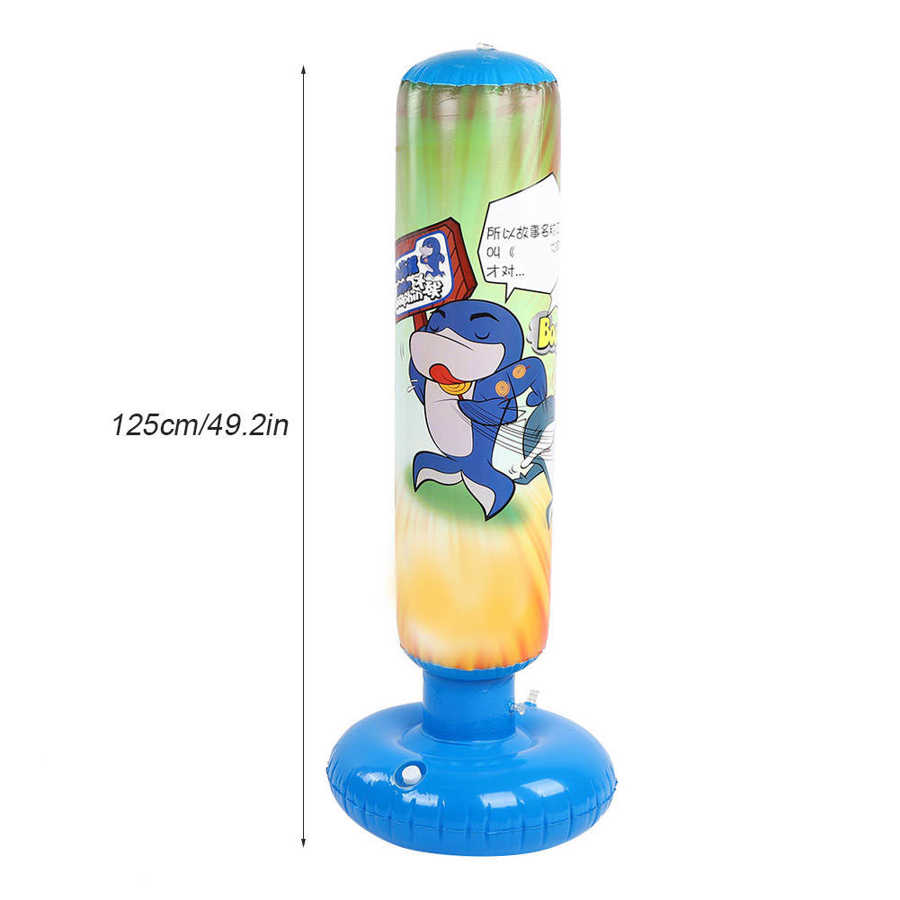 125cm oppblåsbare boksesekk voksne barn boksing slag sparkesandveske pvc oppblåsbare gym barn boksing trening mål