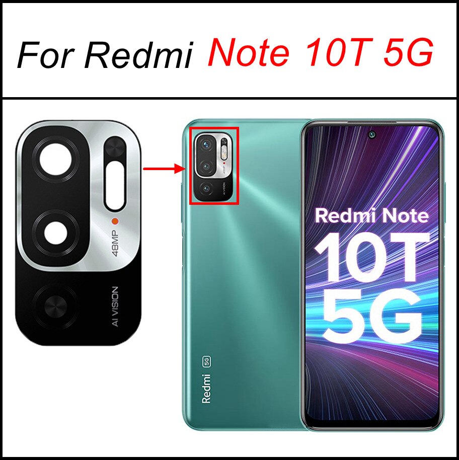 Original Rear Back Camera Glass Lens Cover For Xiaomi Redmi Note 10/Note10 Pro 5G Camera Glass+Frame Holder Bezel Replacement: Note 10T 5G-Glass