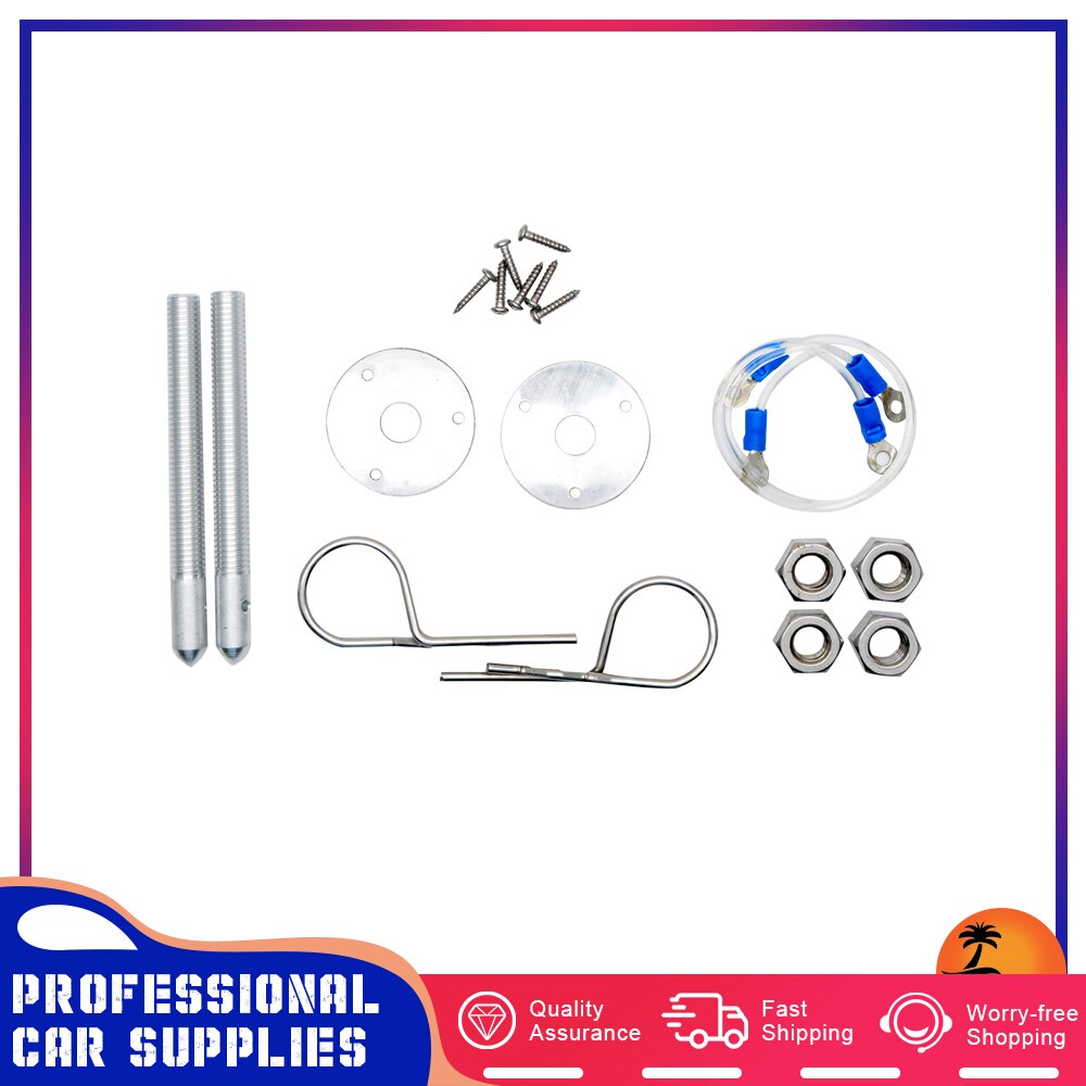 Auto Racing Stijl Rvs Mount Hood Pin Plaat Bonnet Lock Kit Auto Motorkap Lock Guard Beveiliging Universele Auto onderdelen