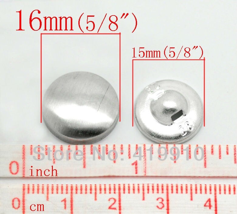 Gratis -200 Sets Aluminium Tone Backs Cover Metal Knoppen 16mm x 16mm (5/8 "x5/8") 15mm x 15mm (5/8 "x 5/8") M00710