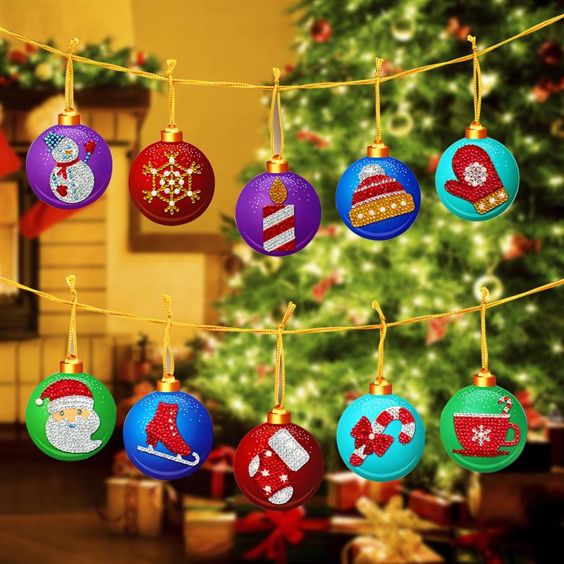 10 stuks diy diamant schilderij kerstboom hanger boren speciale vorm diamant borduurwerk kerstversiering voor thuis