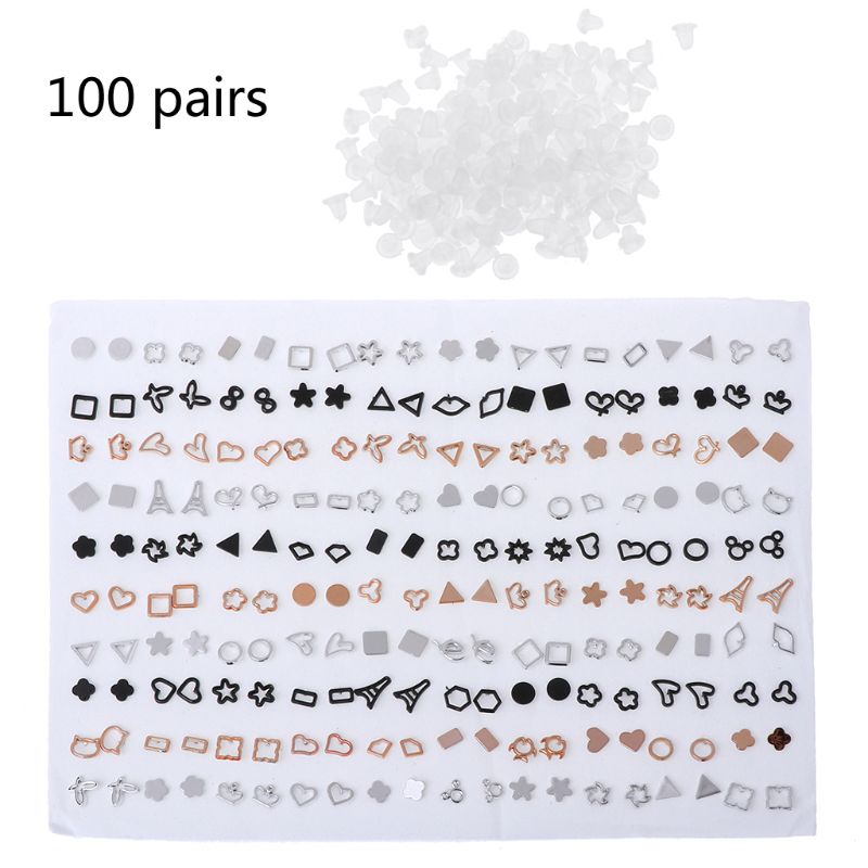 100 Pairs Assorted Styles Polymer Clay Hypoallergenic Stud Earrings Lot for Kids: set 3