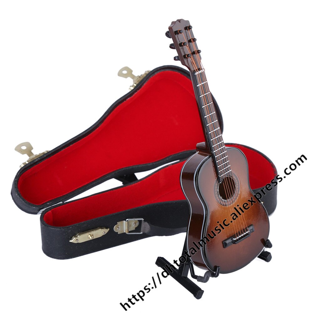 Mini Classic Guitar With Support Miniature Wooden Musical Instruments Collection Decorative Ornaments Model Decoration