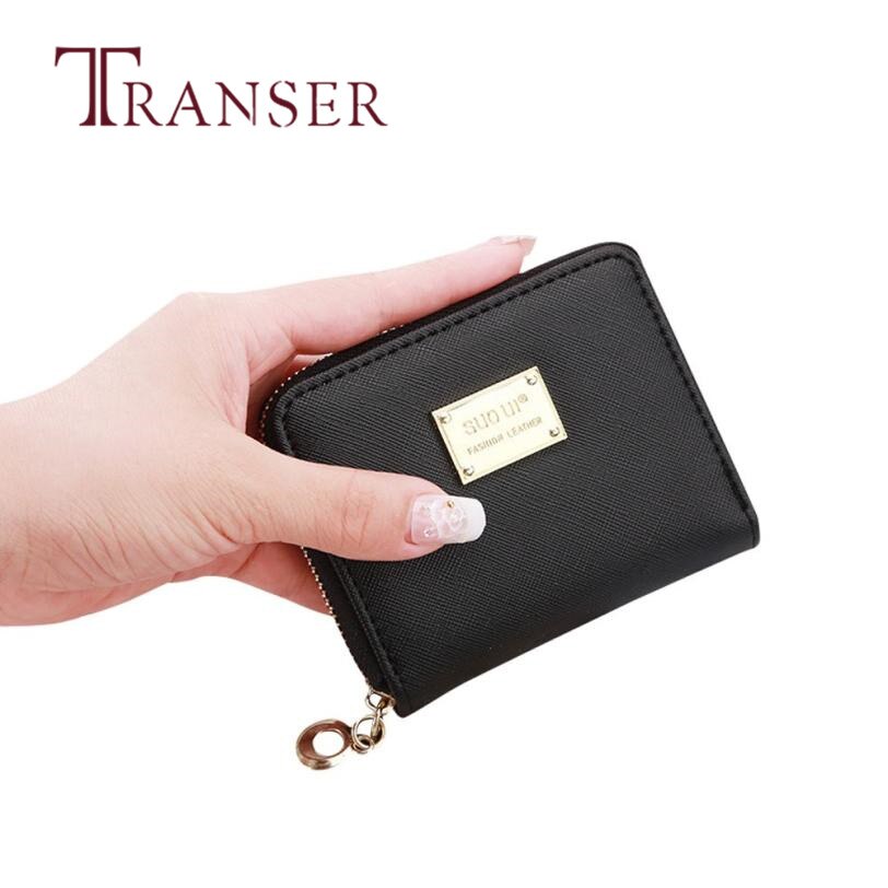 Transer damer kort sort berømte kvinder læder lille tegnebog kortholder lynlås mønt pung kobling solid  z21 25