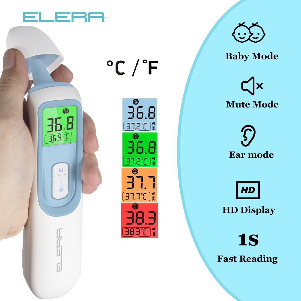 Elera Non-contact Infrarood Thermometer Voorhoofd & Ear Temperatuur Digitale Meten Nauwkeurig Met Lcd Display Voor Baby Volwassen
