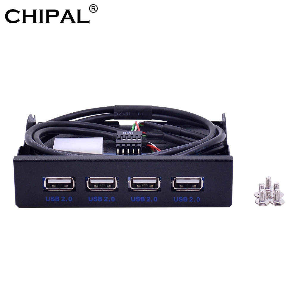Chipal 4 portar usb 2.0 hubb usb 2.0 adapter pc frontpanel expansionsfäste med 10 stifts kabel för stationär 3.5 tum fdd floppy bay