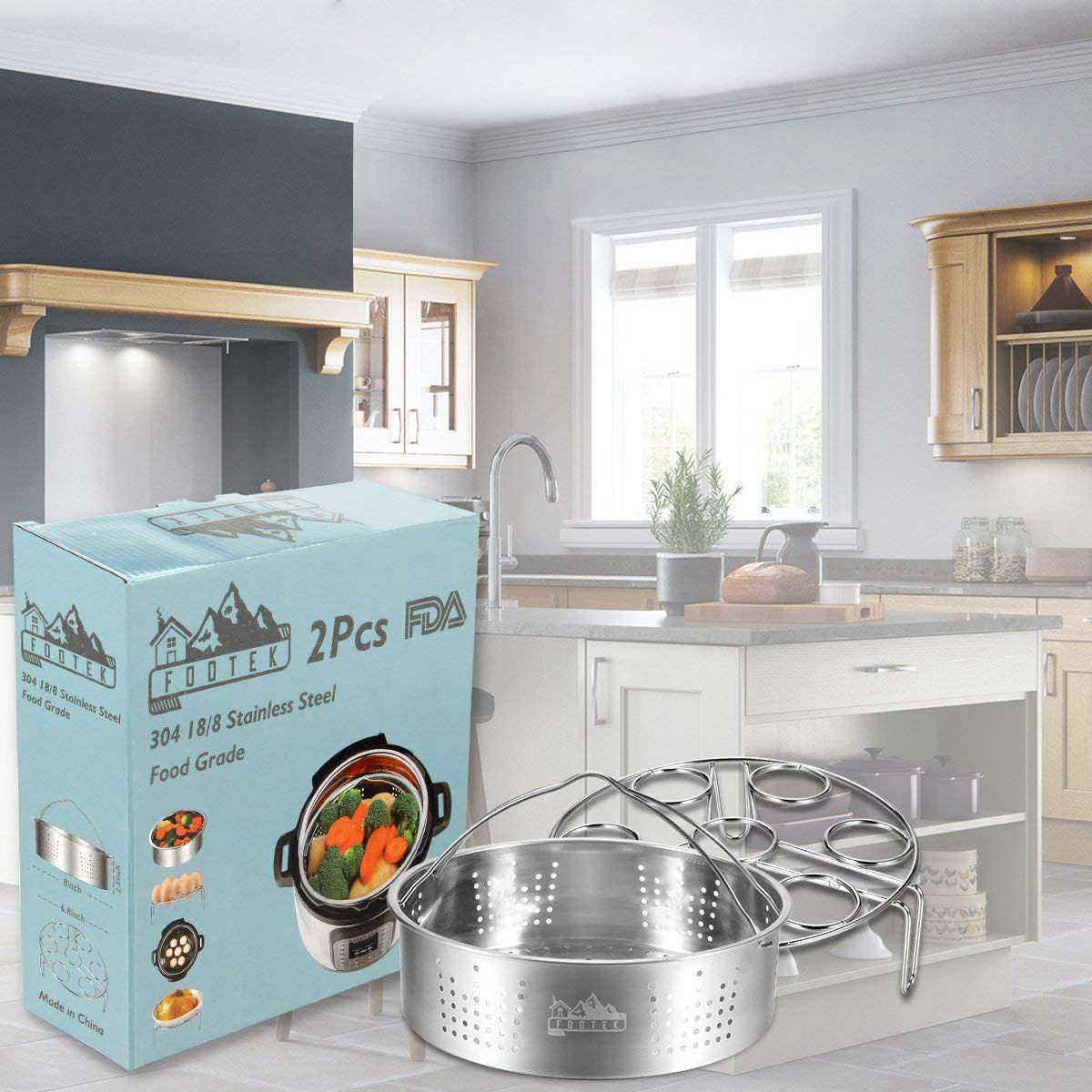 Steamer Basket With Egg Steamer Rack For Instant And Pressure Cooker Accessories Vegetable Steam Rack Stand Fits 5,6,8 Qt