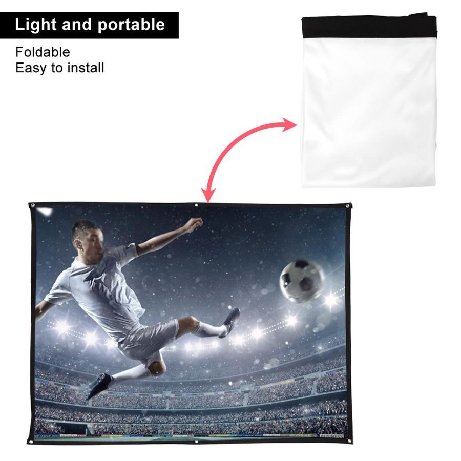 4:3 Thickened 100% Polyester Portable Foldable White Soft Projector Screen Curtain Projector Screen
