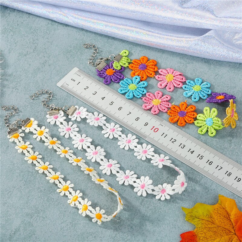 1 paar Korea Neue modisch Sonnenblume Halskette Kurze Halsband Für Frauen Mädchen Einfache Bunte Gänseblümchen Blume Kragen Partei Schmuck N82