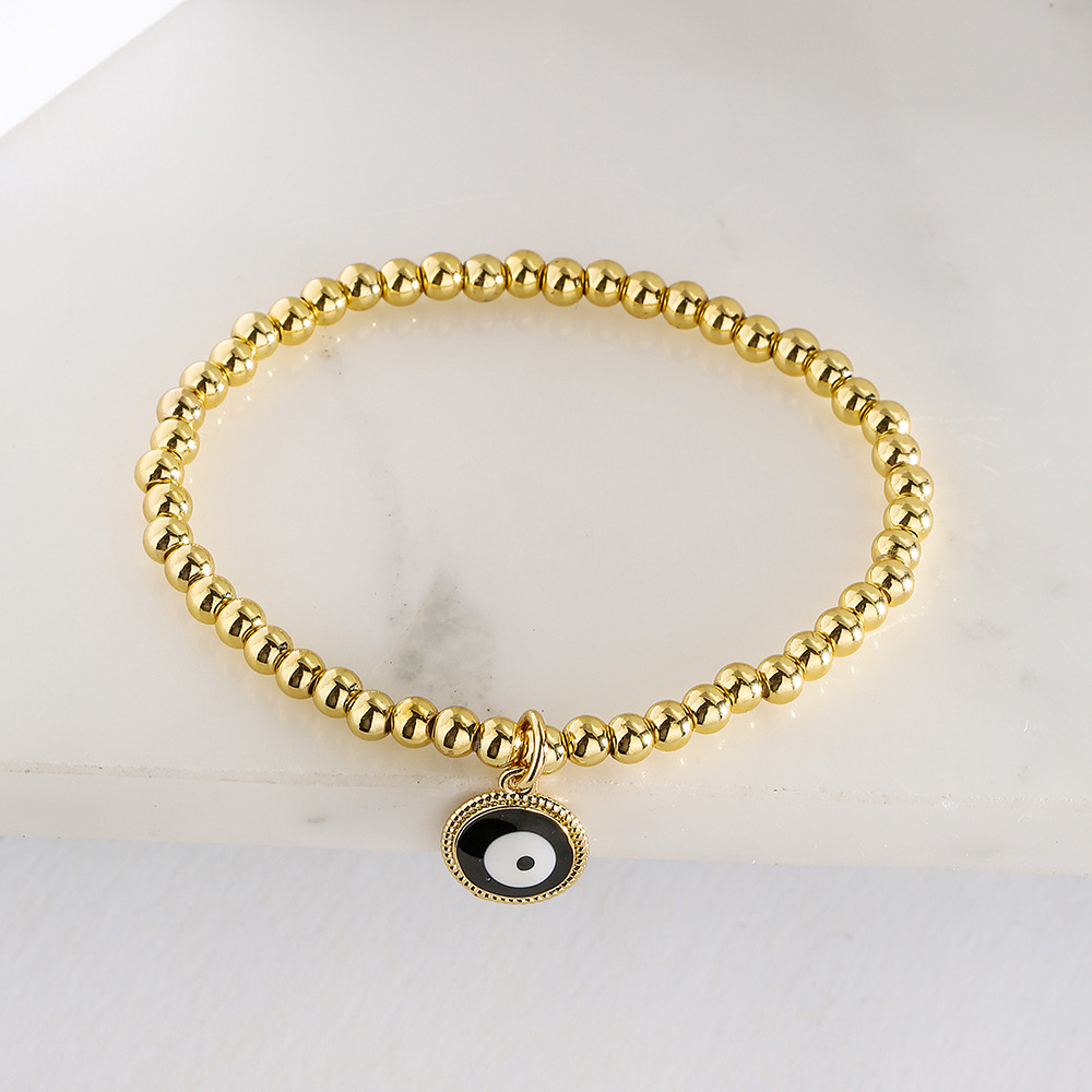 Kleurrijke Zirkoon Turkse Evil Eye Armbanden Bohemian Olie Druipen Hanger Armbanden Dating Sieraden: Donker Goud