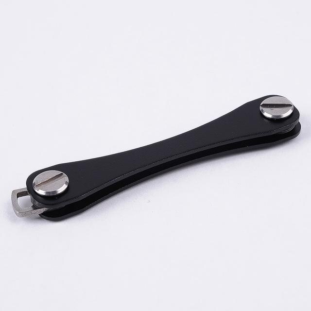 Aluminum Key Plip Metal Key Storage Compact Key Holder Keychain Organizer Smart Leather Keychain Pocket Tool Organizer Clip Tool: black