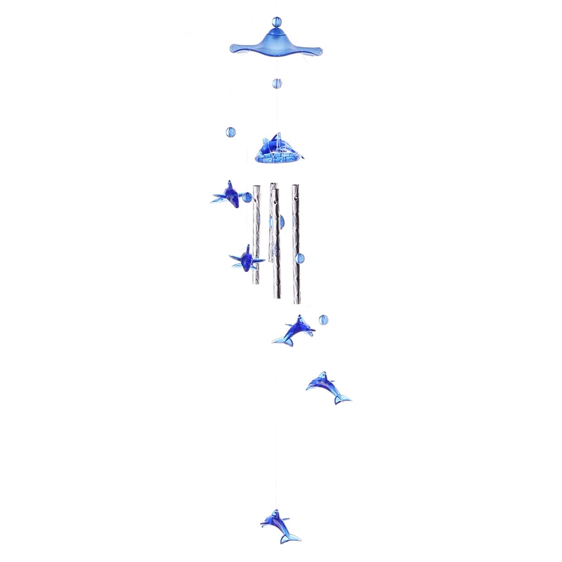 Mooie Blue Dolphin Plastic Crystal 4 Metalen Buizen Wind Chime Home Tuin Decor #76466