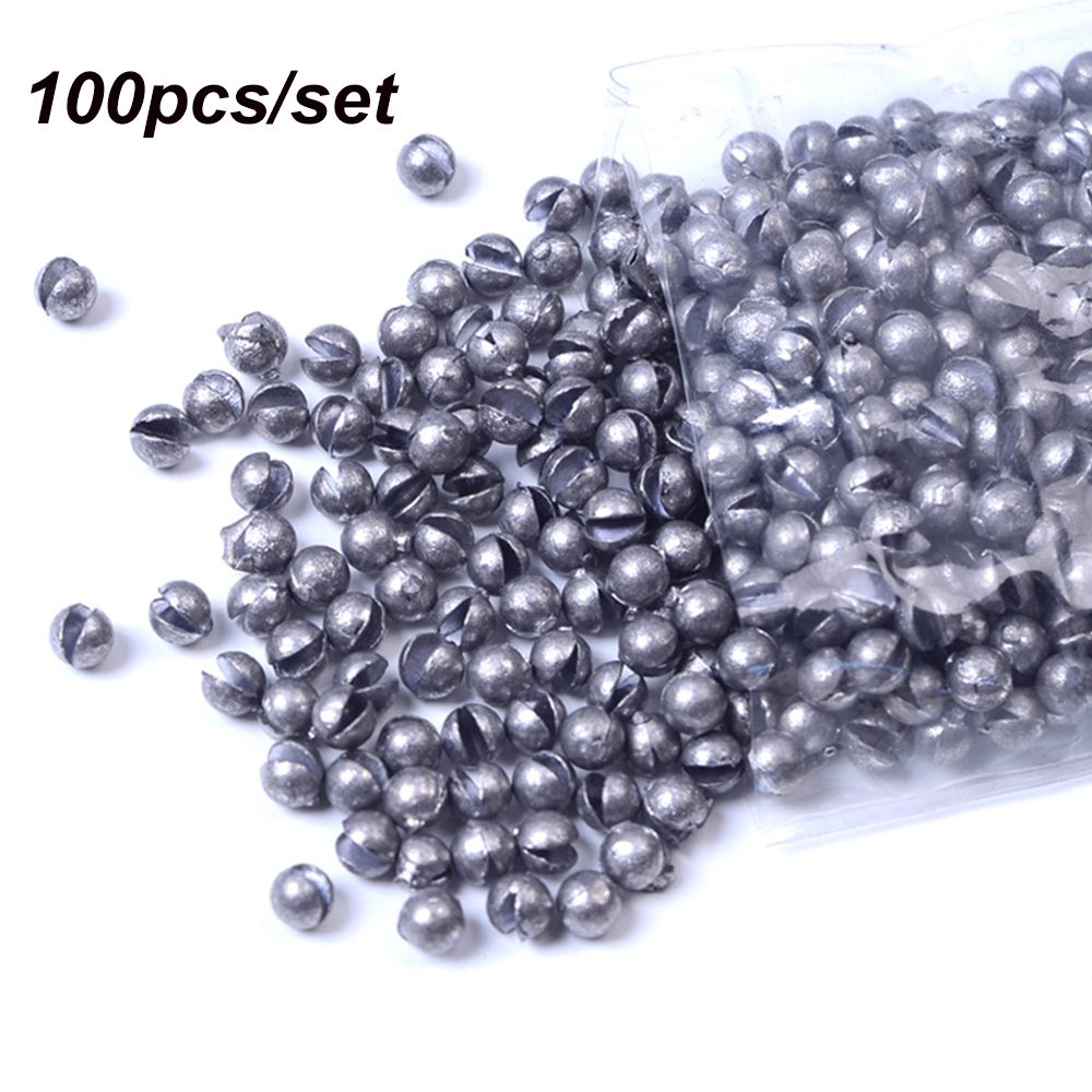 100Pcs G4-7B Carp Fishing Solid Oval Split Shot Lead Explosion Sinker Fishing Lure weight Auxiliary Fishing Tackle