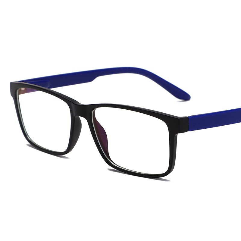 Blue Light Blocking Computer Glasses Square Eyeglasses Frame Anti Eye Strain Headache Computer Glasses UV400 Negative Oxygen Ion: black blue