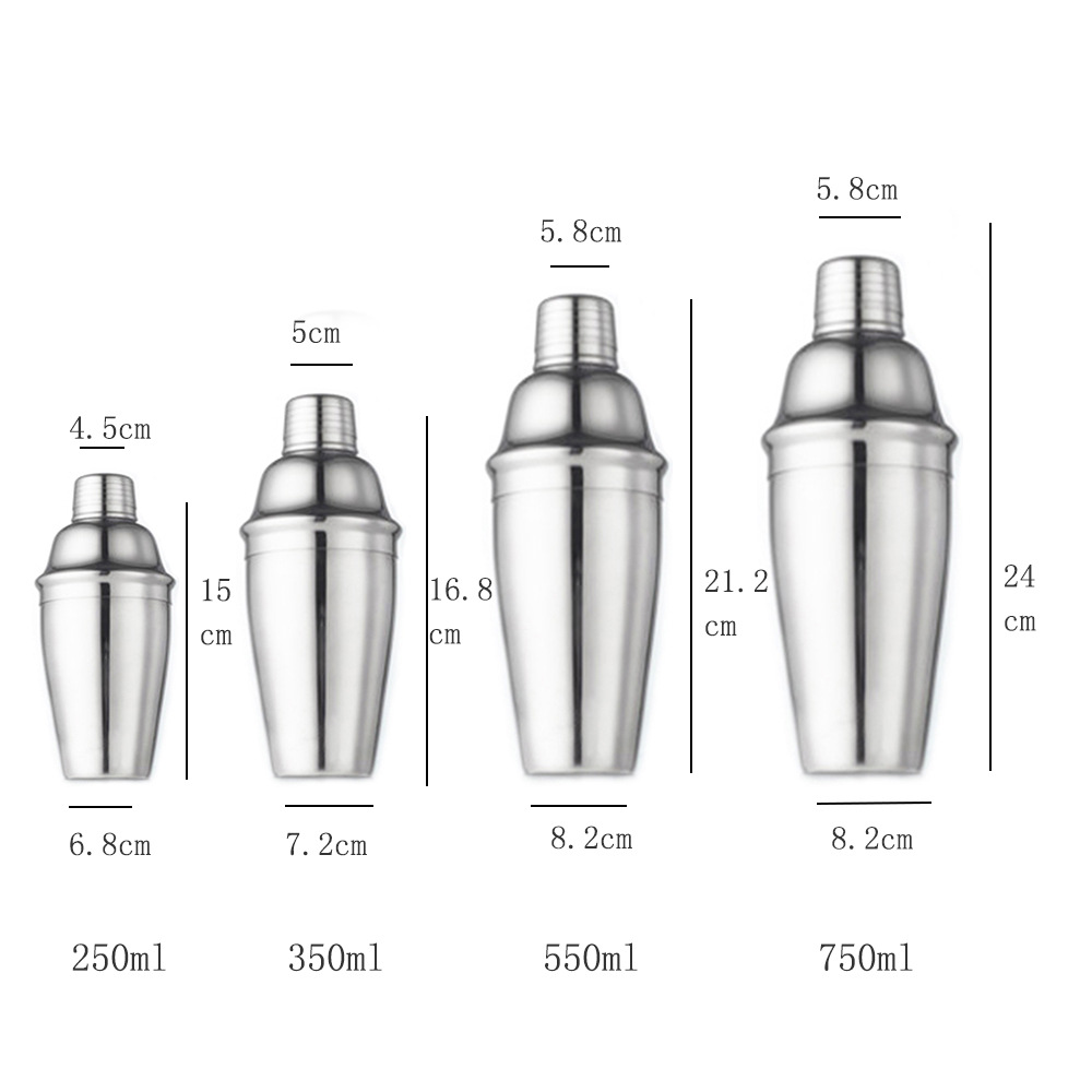 350ml 550ml 750ml Stainless Steel Cocktail Shaker Three Stage Wine Mixer