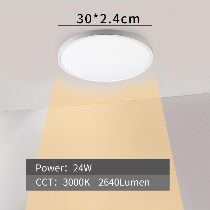 Moderne ledet taklampe 12w 18w 24w 32w 220v 5000k kjøkken soverom dårlig lamper ultratynn taklampe: 24w-3000k