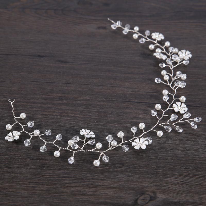 FORSEVEN Oro/Argento di Colore Fasce Dei Capelli Dei Monili di Perle di Cristallo Sposa Foglia Diademi Copricapo Da Sposa Accessori Per Capelli Da Sposa JL: 32800