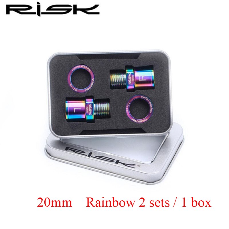 RISICO Titanium Fiets Pedaal Verlengen Bouten Axiale Core MTB Mountain Road Pedaal Lager Extender Axiale Converter Pedaal Extension: 20mm Rainbow
