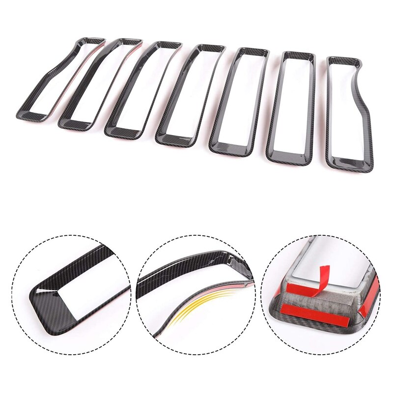 7PCS JL Front Grill Inserts Kit , Carbon Fiber Grill Net Cover Trim for Jeep Wrangler JL