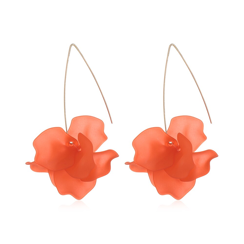 1 par nuevos diseños multicolor Flor de resina de pendientes largos Bohemia hecho a mano pétalos pendientes colgantes para de mujer: 1-Orange