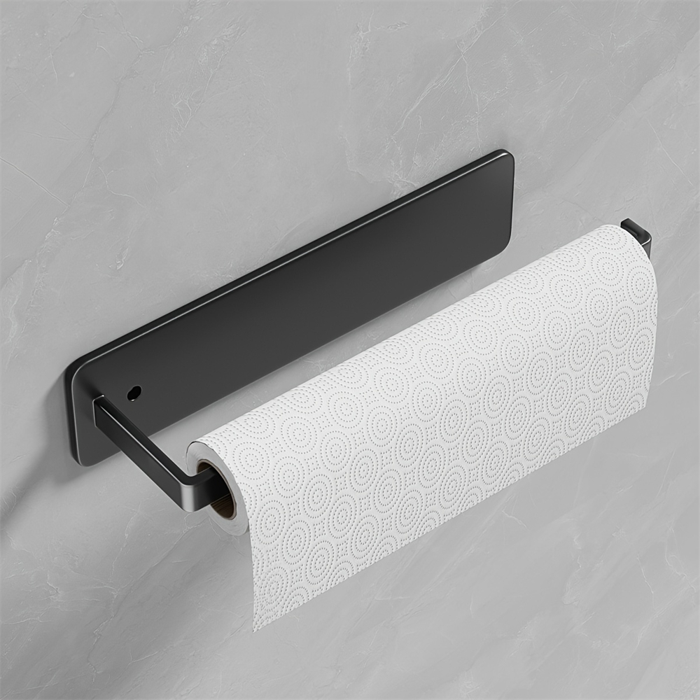Kitchen Tissue Rack Without Punching Cabinet Rack With Cling Film Bag Storage Cloth Rack Wall Mounted Tissue Rack Kitchen Storag: Black Nickel