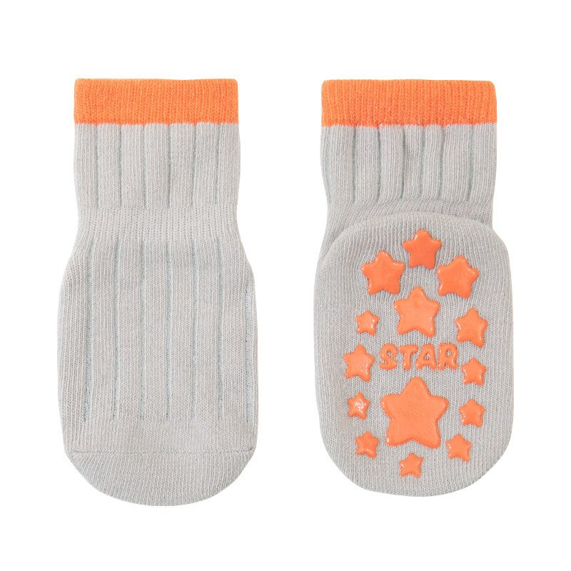 Calzini per neonato calzini antiscivolo in cotone morbido autunnale per neonati accessori per bambina calzini Casual corti a stella da cartone animato 0-12 mesi: gray