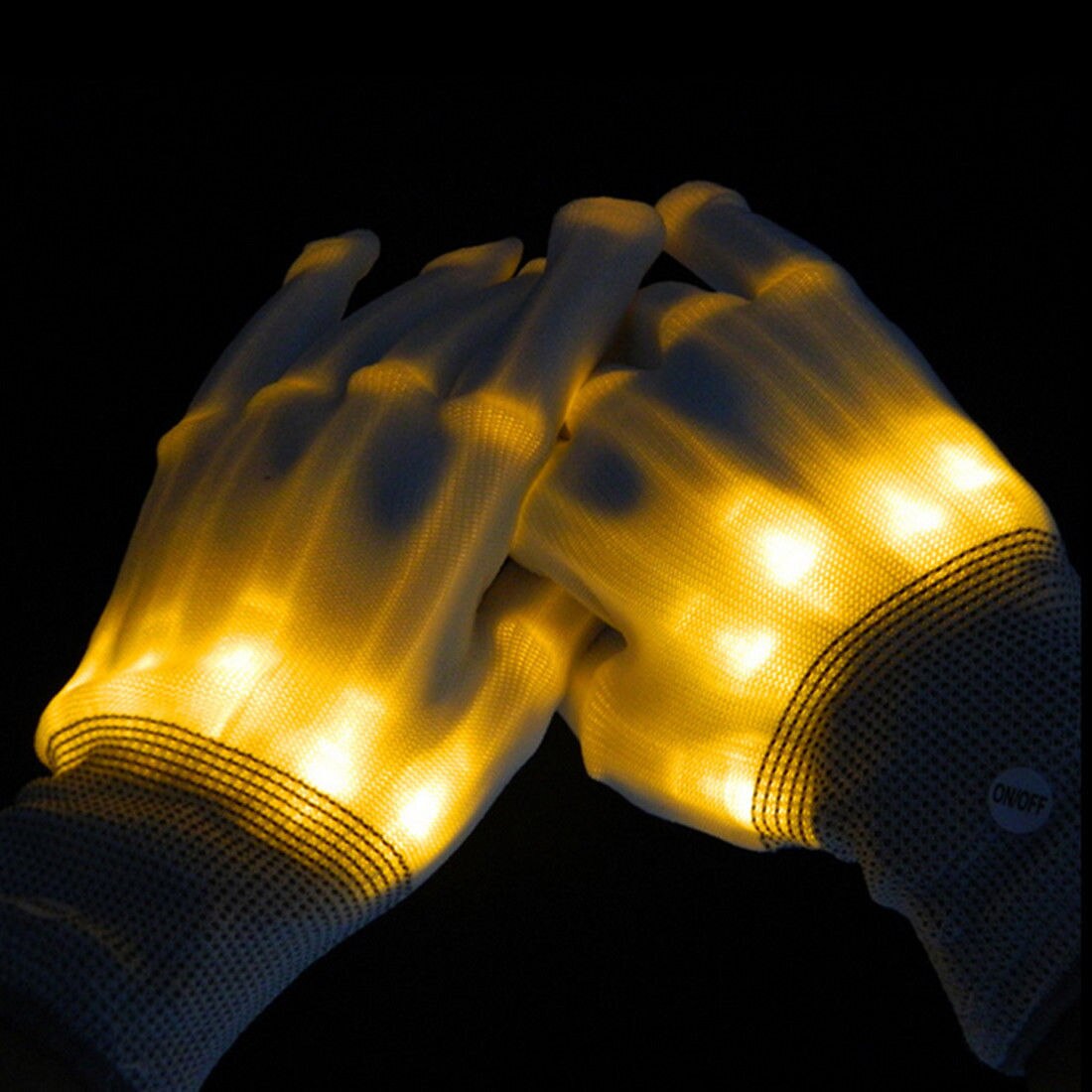 Lumière LED gants lumineux doigt éclairage électro Rave fête danse squelette Halloween: YELLOW