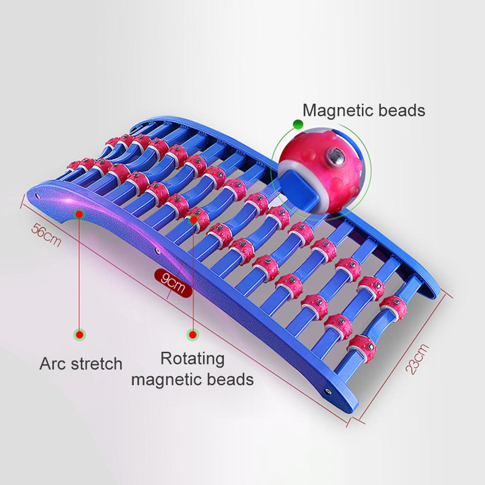 Back Stretcher Lumbar Support Device with Magnetic Rolling Wheels for Upper and Lower Back Massage