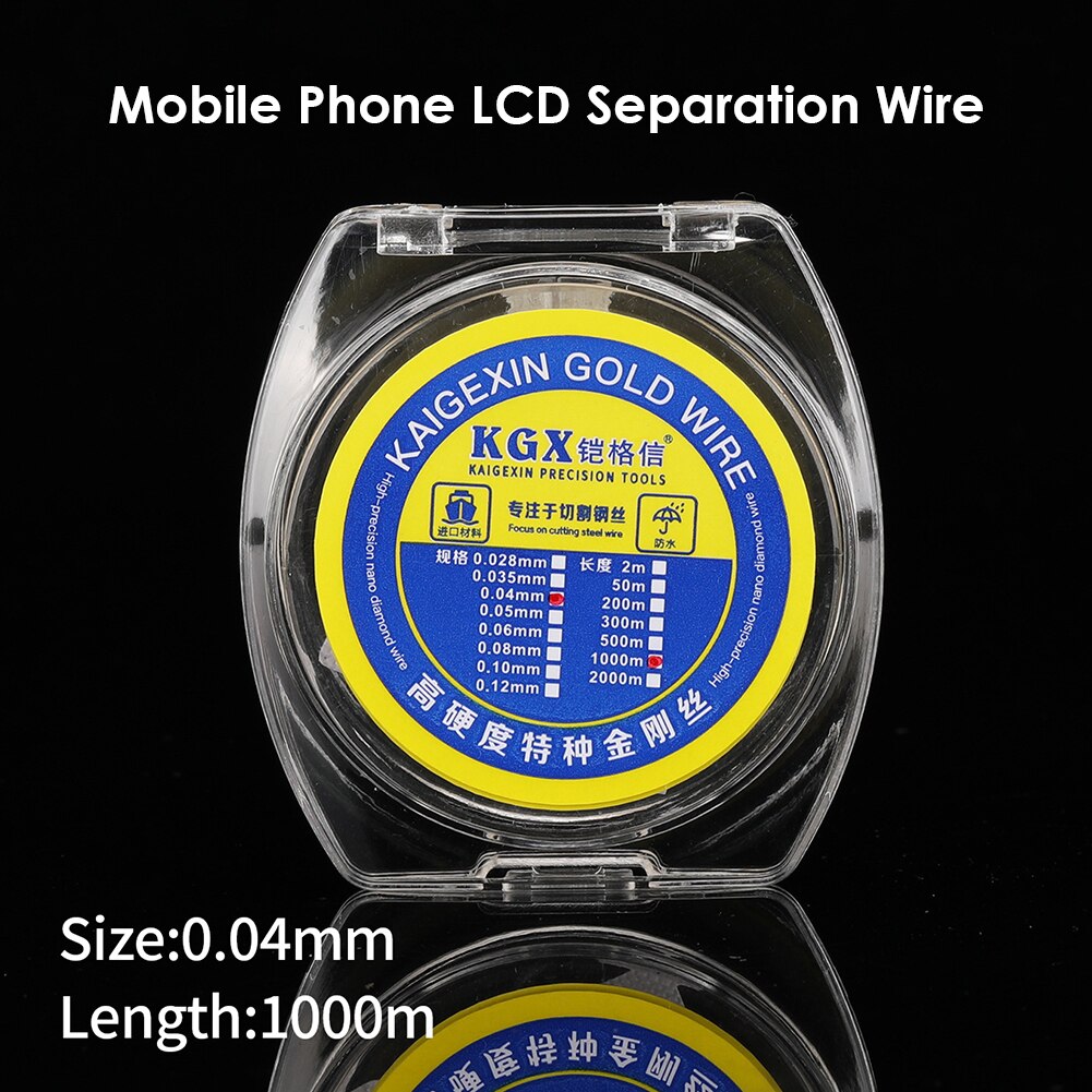 500M 1000M Gelegeerd Staal Draad Snijden Lijn Lcd Scherm Separator Reparatie Koord Voor Iphone Samsung Mobiele Telefoon 75*70*20Mm: 0.04mm 1000m