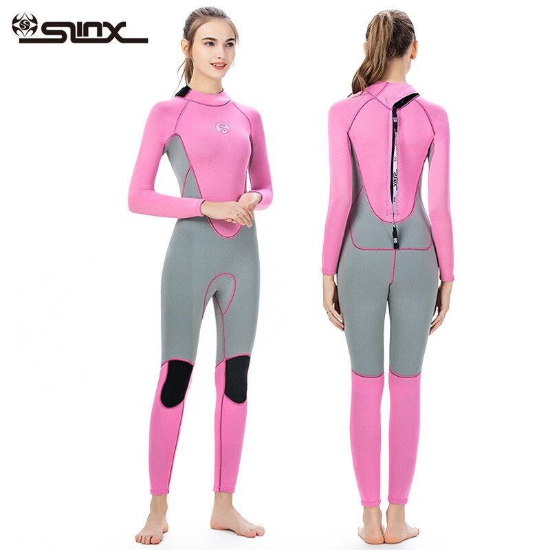 Neopreno de cuerpo entero de neopreno de 3mm para mujer, bloque de Color trasero con cremallera, traje húmedo para surfear, deportes acuáticos, buceo, esnórquel